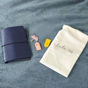 Navy Blue Leather Key & Card Holder